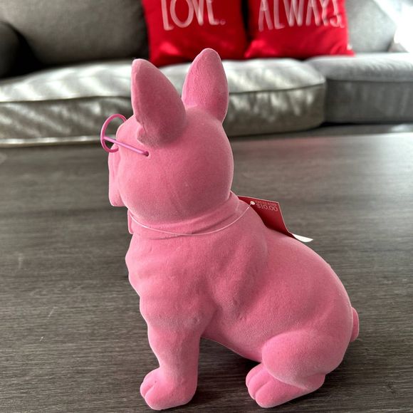 Valentine’s Flocked French 8" Bulldog Figurine In Pink 2024-Spritz Tabletop NEW - Picture 7 of 16